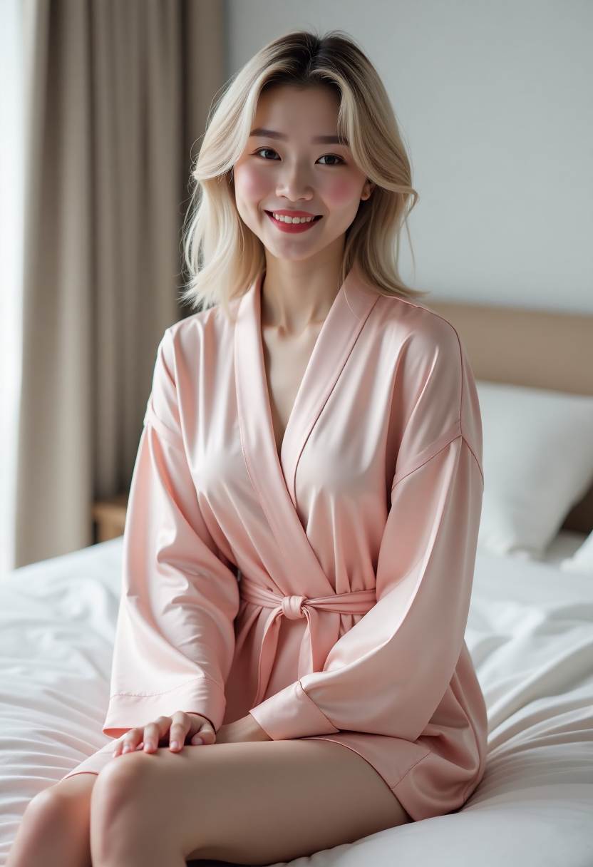 兔子在草坪边认真闻一朵小花